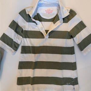 Vineyard Vines Kids Polo Dress in Olive and White Stripes